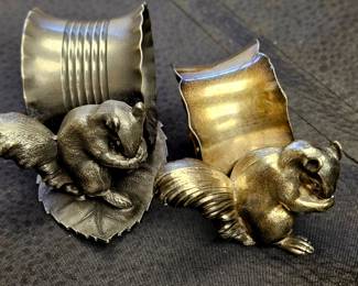 Whimsical Victorian squirrel napkin rings