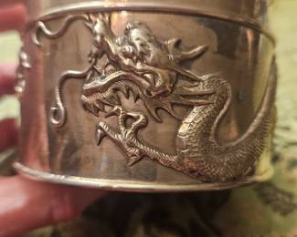 Silver Chinese export dragon jar 19th c