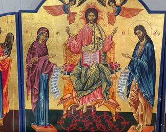 Religious Icon Triptych Orthodox Art. This piece needs to be seen in person and appreciated before it is shipped off to auction house. We are entertaining offers and appreciate your presence at our sales.