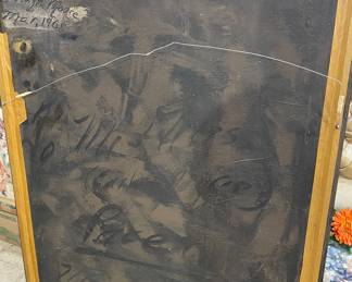 Painting by Hugh Moore, dated and signed by artist. Title "City's Edge" an abstract painting on wood depicting the Corpus Christi Downtown Area the old bridge leading to Portland with many iconic scenes within such as the Columbus Fleet. these pictures do not capture the beauty of this piece. It is an oversized painting and will bring not only nostalgia but great beauty to enhance your home. Backside of Painting.