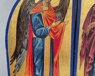 Religious Icon Triptych Orthodox Art. This piece needs to be seen in person and appreciated before it is shipped off to auction house. We are entertaining offers and appreciate your presence at our sales.