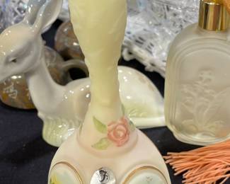 Fenton Signed Very Rare Bell Hand Painted and Numbered. Sticker still attched.