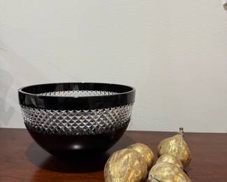 Unusual black cut to clear Waterford crystal bowl