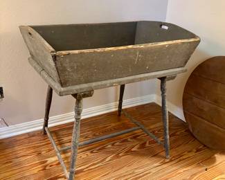 Antique wooden dough box on stand