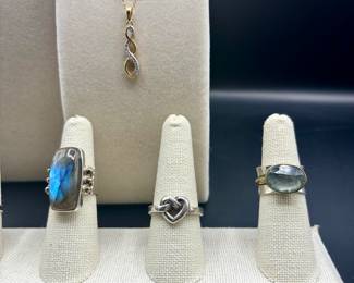 Labradorite stones, silver