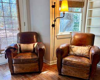 2 rustic style leather chairs