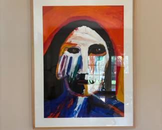 Framed Original “Brave Warrior” by Contemporary Carole Laroche. She is known for her use of bold colors, abstract portraiture and expressionistic art.