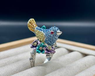 Rhinestone Bird Ring 