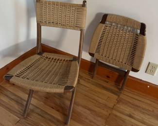 Looks to be a Hans Werner Danish rope chair & folding foot stool