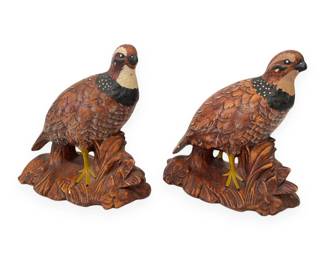 A Pair of Vintage Holland Mold Ceramic Quail Figurines