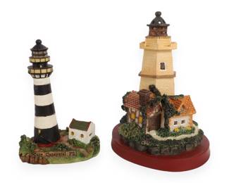 A Pair of Modern Decorative Lighthouse Figurines
