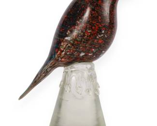 A Modern Murano Internally Decorated Art Glass Bird Sculpture