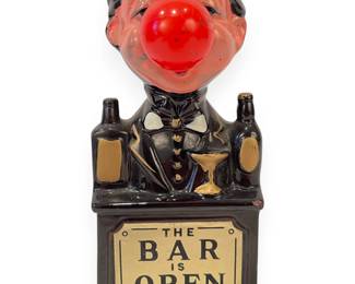 Vintage 1950s 'The Bar Is Open' Bartender Red Nose Lamp, Japan