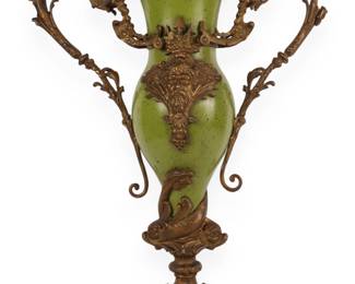 Antique French Rococo Revival Bronze-Mounted Enameled Porcelain Figural Vase