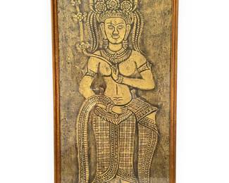 Mid-Century Thai Temple Rubbing of an Apsara Dancer