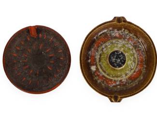 A Pair of Mid-Century Modern Glazed Ceramic Ashtrays, Italian