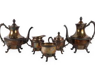 A Five-Piece Rococo Revival Silver-Plated on Copper Tea and Coffee Service, dated 1880