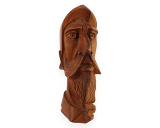 A Carved Wood Bust of Don Quixote