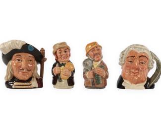 A Group of Four Royal Doulton Doultonville Collection Toby Jugs, including 'Aramis', 'The Farmer', 'The Fisherman', and 'The Lawyer'