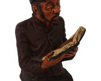 David Kaplan (1969) 'Fiddler's People' Judaica Sculpture of a Rabbi Studying