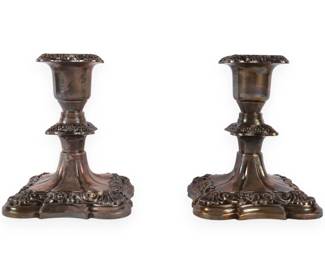 A Pair of Wallace Baroque Silver Plate Candlesticks