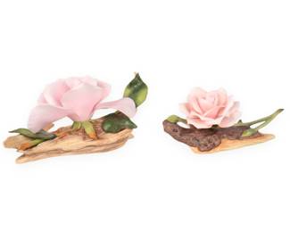 A Pair of Boehm Porcelain Rose Sculptures, including 'American Express Rose' No. 110