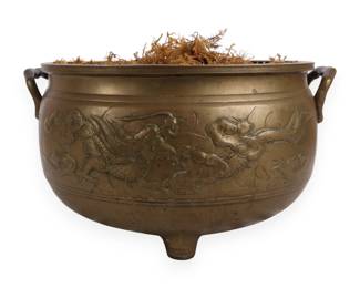 19th Century Chinese Bronze Phoenix and Dragon Tripod Censer