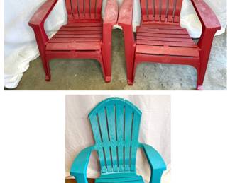 Set of 3 Heavy Plastic Adirondack Chairs