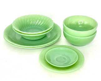 8 Piece Vintage Jadeite Lot - Fire King and Anchor Hocking - 1940's