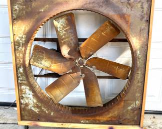 Vintage Heavy Duty Shop Fan on Casters with Wood Frame