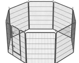 8 Panel Black Metal Foldable Heavy Duty Dog Pen