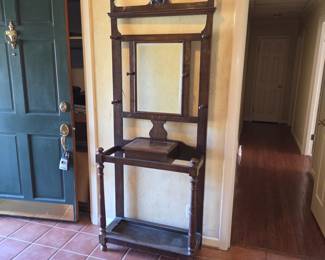 Antique Mirrored  Hall Tree/ Hall Stand