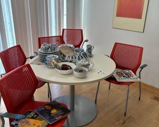 Knoll Red Stackable Chairs 