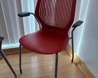 Knoll Red Stackable Chairs 