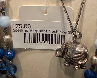 Sterling Elephant Necklace (BL)