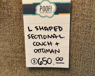 L Shaped Sectional Couch & Ottoman