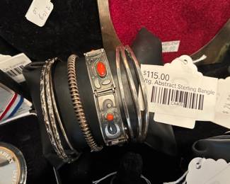Vtg Abstract Sterling Bangle 