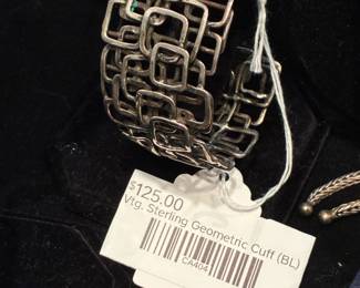 Vtg Sterling Geometric Cuff (BL)