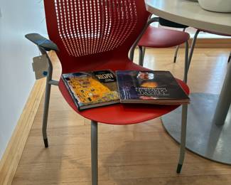 Knoll Red Stackable Chairs, Books 