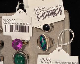 Sterling Azurite Malachite Ring, 14k Statement Ring (BL), Sterling and Onyx Ring 