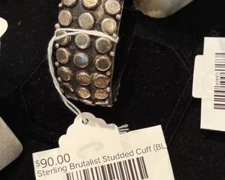 Sterling Brutalist Studded Cuff (BL)