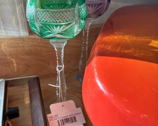 2 Pc Val St Lambert Wine Glasses 