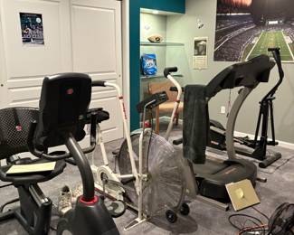 Treadmill 65 x 41 x 49, Elliptical 55 x 25 x 55, Bike 64 x 27 x 50, Bike 48 x 25 x 29