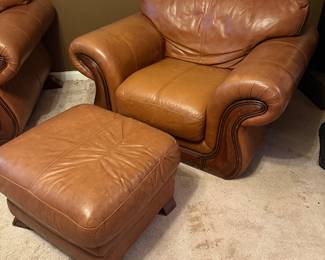 Leather Like Chair & Ottoman 