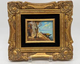 Signed miniature Venetian landscape signed Laroux