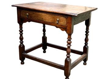 English dark stained oak Jacobean style one drawer table
