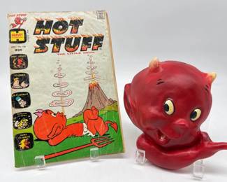 Hot Stuff chalkware string holder with comic book