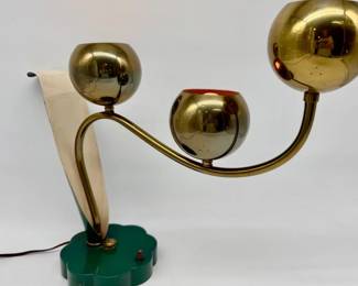 MCM brass and enamel stylized flower wall sconce