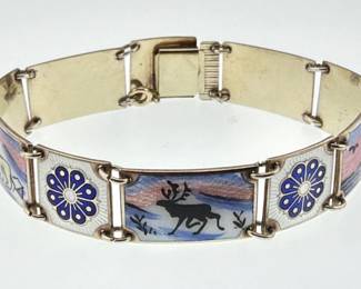 David Andersen enamel, sterling scenic tile link bracelet