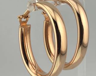 Italian hollow bronze oblong hoop earrings